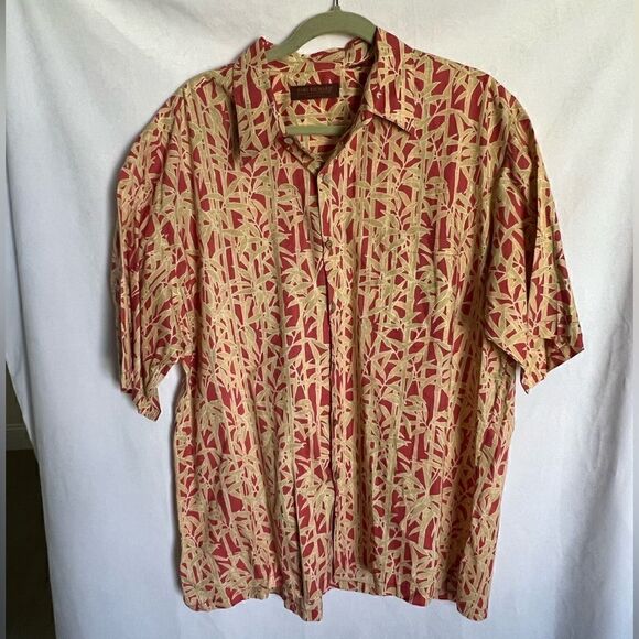 Tori Richard Honolulu Shirt Mens 2XL Hawaiian Collar Button Down Bamboo Print - Picture 1 of 5